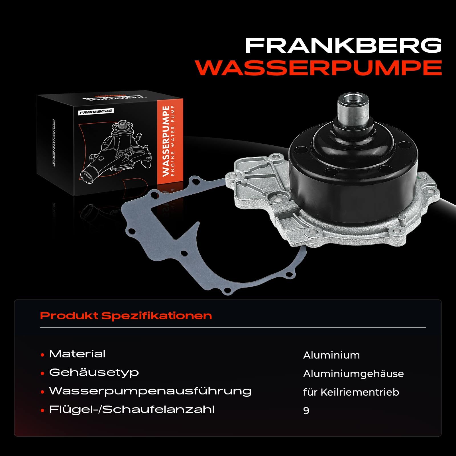 Frankberg Wasserpumpe Wasserumwälzpumpe Kompatibel mit Sprinter 3,5-T B906 B907 B910 2.1L 2009-2021 Sprinter 4,6-T B906 B907 B910 2.1L 2006-2021 Replace #6512002301