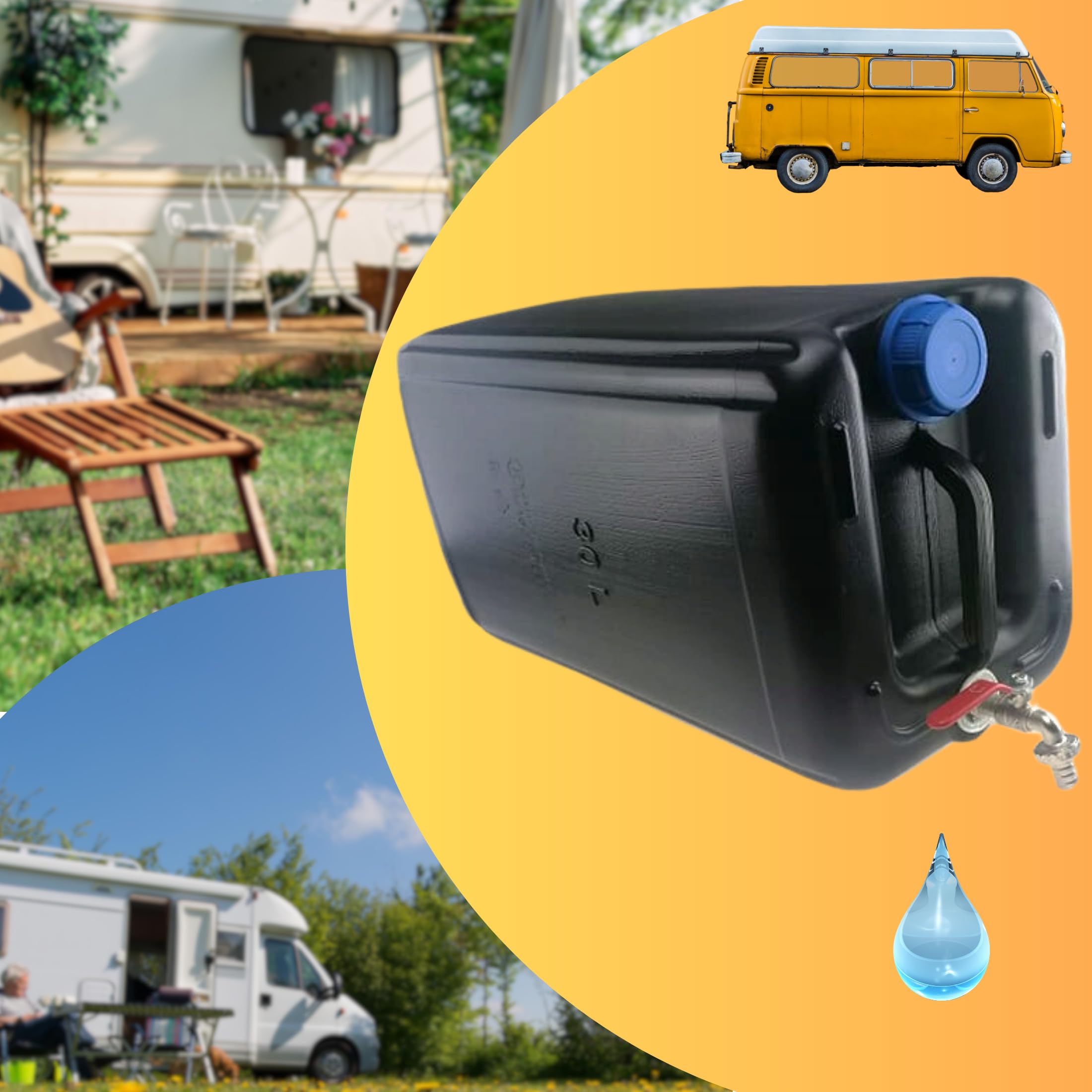 Bidón de agua de 30 l de plástico, depósito de agua con grifo, bidón de agua potable, depósito de agua, bidón de plástico, para casa, jardín, coche y camping, etc., cierre hermético