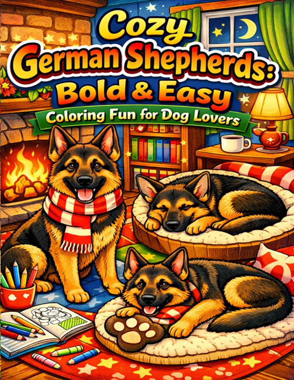 Cozy German Shepherds Bold and Easy Coloring Fun for Dog Lovers