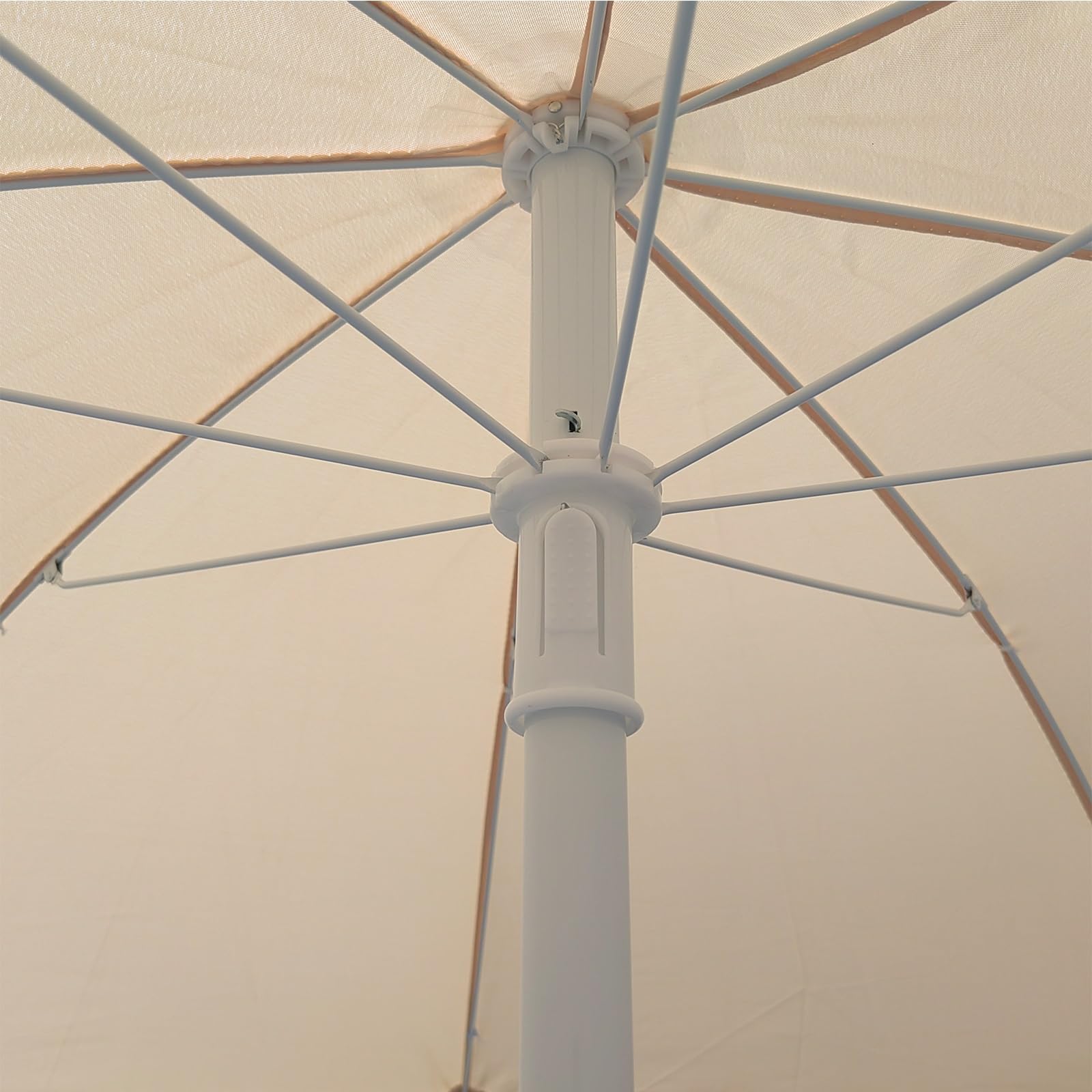 Frange Parasol Plage Blanc Parasol De Jardin Extérieur 140cm Parasol De Terrasse Inclinable Parasol De Plage Anti UV50+ Parasol Balcon 8 Côtes Portable Parasol De Marché