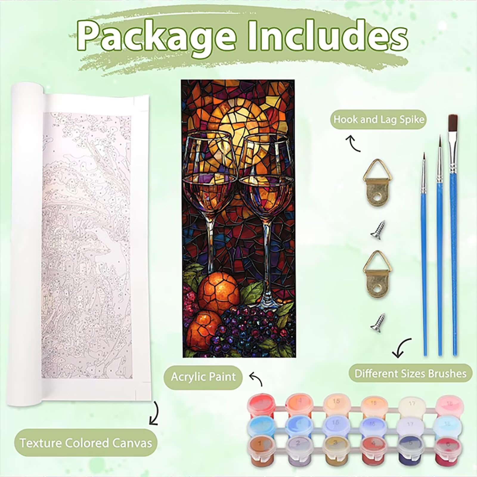 Malen Nach Zahlen 50x150cm Leinwand Weinglas Malen Nach Zahlen Erwachsene mit Ohne Rahmen, DIY Kreativ Set für Erwachsene mit Pinseln und Acrylfarbe, Zimmer Deko Obst Landschaft Geschenk, P0M-863