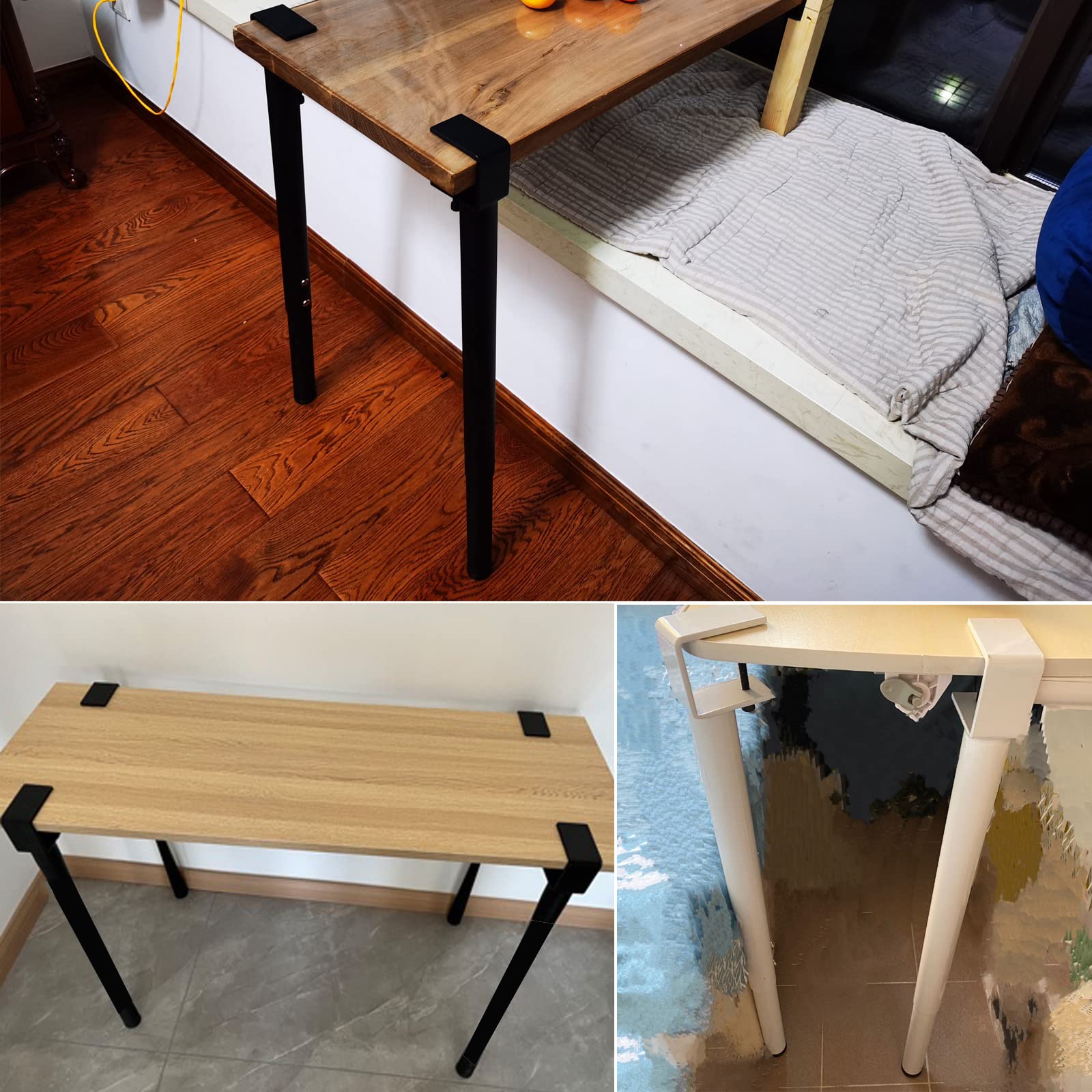 Regulowane nogi stołu 65-95 cm, bez wiercenia, łatwa instalacja, żelazne wsparcie do mebli DIY, baru, biurka kawowego, blatu roboczego, stabilna i trwała konstrukcja