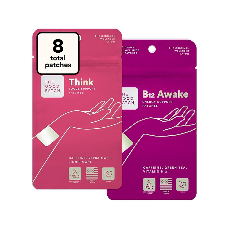 The Good Patch Duo de adesivos de vitamina B12 B12 Awake e Think — 8 adesivos