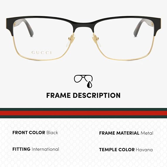 Gucci GG0750O Designer Fashion Eyeglasses Stylish Metal Rectangular l Frame Eyewear with Luxury eSHADES Kit - Embrace Sophistication and Elegance