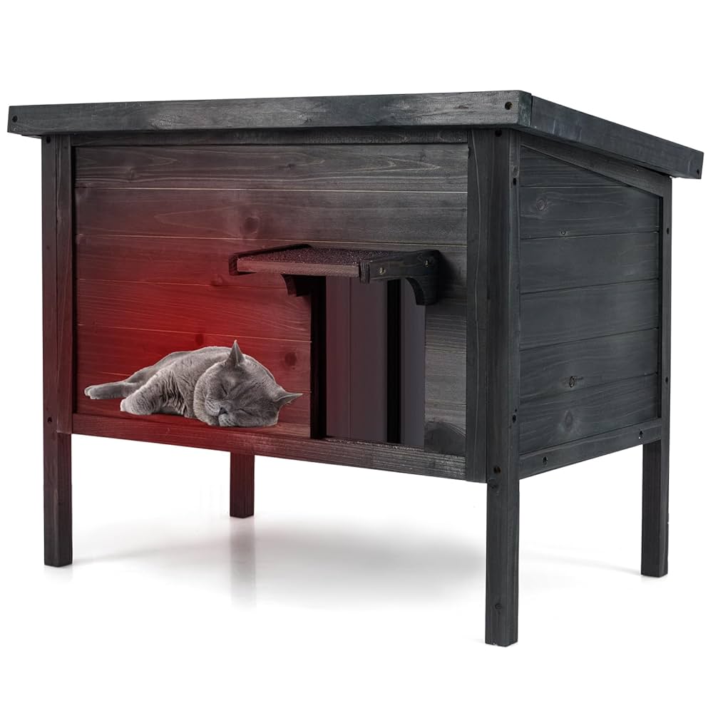 GYMAX Insulated Cat House weatherproof design showing premium features