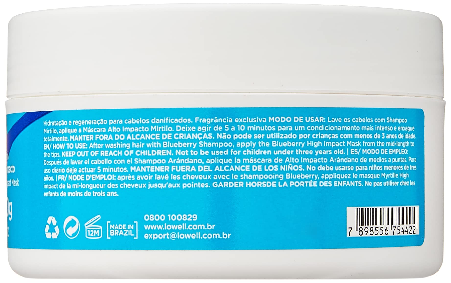 Lowell - Blueberry High Impact Mask - 240 g - Intensive Repair & Hydration - Restores Strength, Shine and Softness for All Hair Types - Image 3