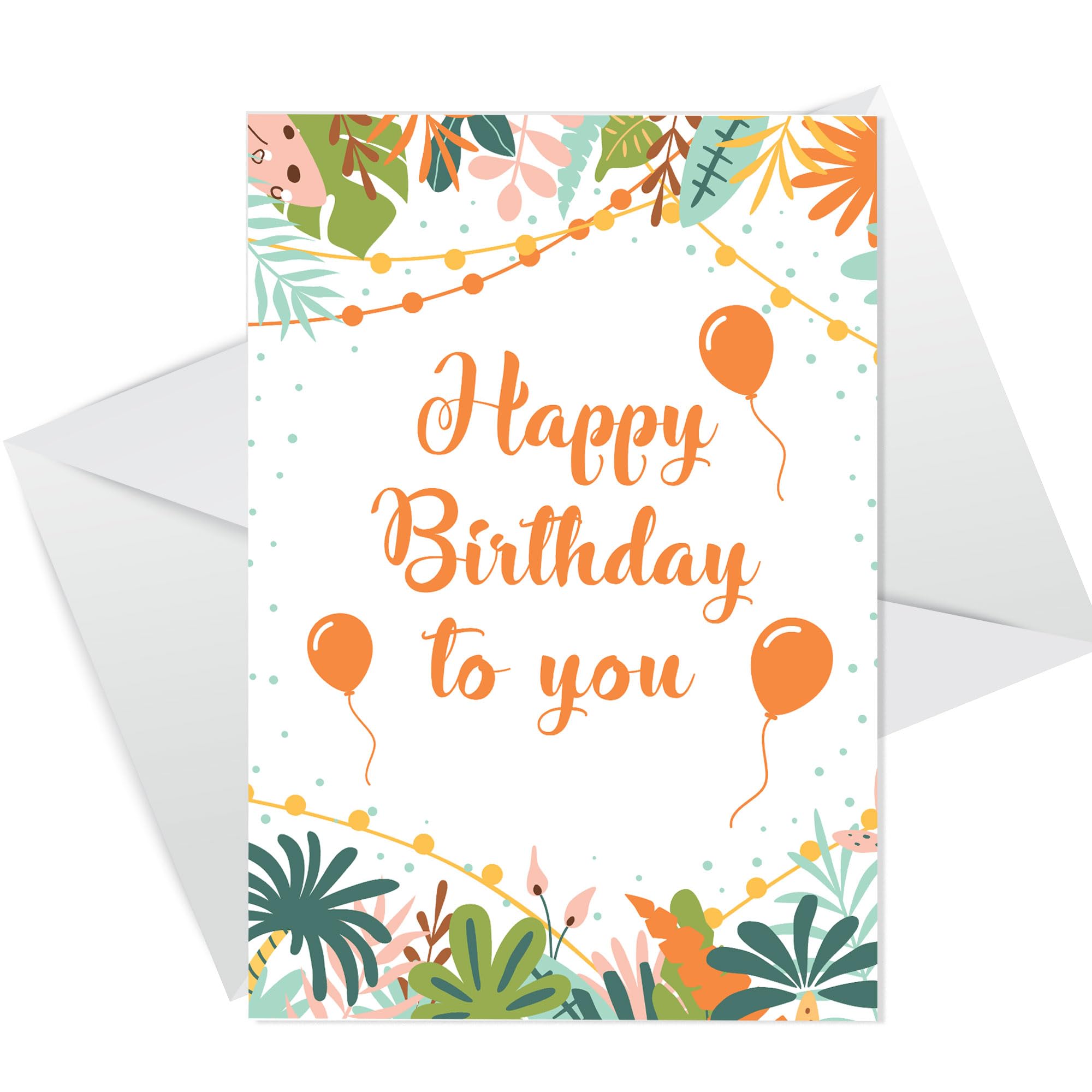 RED OCEAN Happy Birthday Card Floral Balloon Birthday Wishes For Him Her Men Women Cute Birthday Celebration Cards