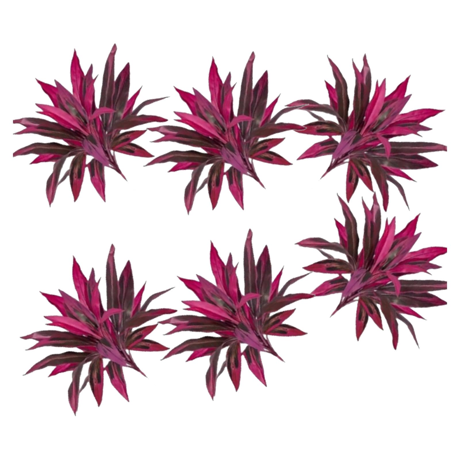 Purple 6Pcs Fake Ferns Easy To Clean Large Realistic Artificial Dragon Blood Tree Plant With Vibrant Pink/Purple Leaves With Resistance For Garden Yard Planter Porch Spring Decoration (Purple 6Pcs)