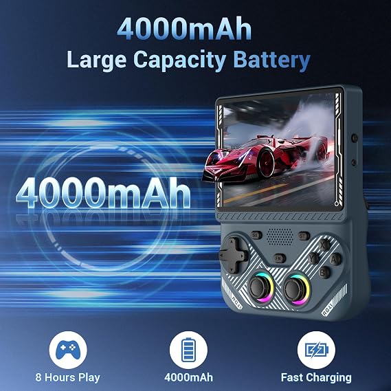 RG43V Pro Retro Handheld Game Console, 4.3 Inch IPS Retro Gaming Console, RK3526 Chip with Dual RGBOX & EE System, 4000mAh Battery, Support HDMI Output, WiFi Online Multiplayer Game Console, Gray