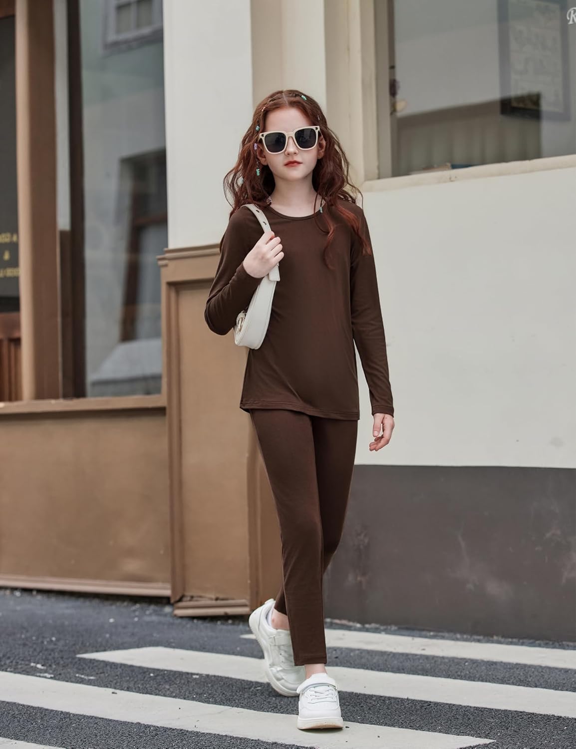 Arshiner Girls Clothes 2 Piece Fall Outfits Slim Long Sleeve Shirt and Leggings Set Kids Thermal Underwear sets - Image 5