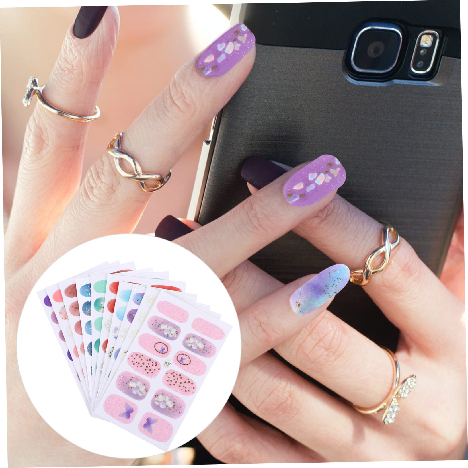 Healvian 5sets Adesivi Per Unghie Gradiente Di Decorazioni Per Unghie Autoadesive Facili Da Applicare e Rimuovere Design Elegante e Delicato Per Manicure Fai Te
