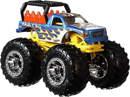 Miniatura 2 de Hot Wheels Monster Trucks Vehículo a escala 1:64, paquete de 4 con idea de regalos de ruedas gigantes para niños de 3 a 6 años de edad [Los estilos