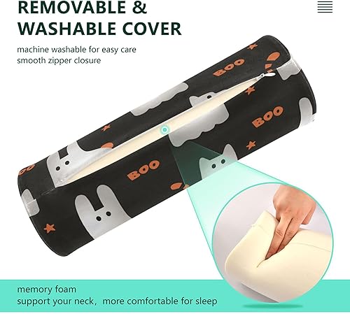 Miniatura 3 de Cute Cartoon Animals Round Bolster Pillow Neck Roll Pillow 17 Round Pillow Insert for Cervical Support Cylinder Cervical Pillow