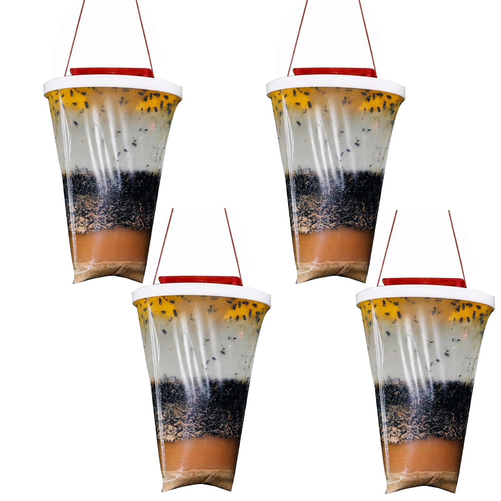 Fly Trap Outdoor Hanging Flies Catcher, Disposable Fly Catcher Bags, Effective Flies Killer with Non-Toxic Bait for Horse Barn, Farm, Garden & Patio Heavy-Duty Pest Control Solution