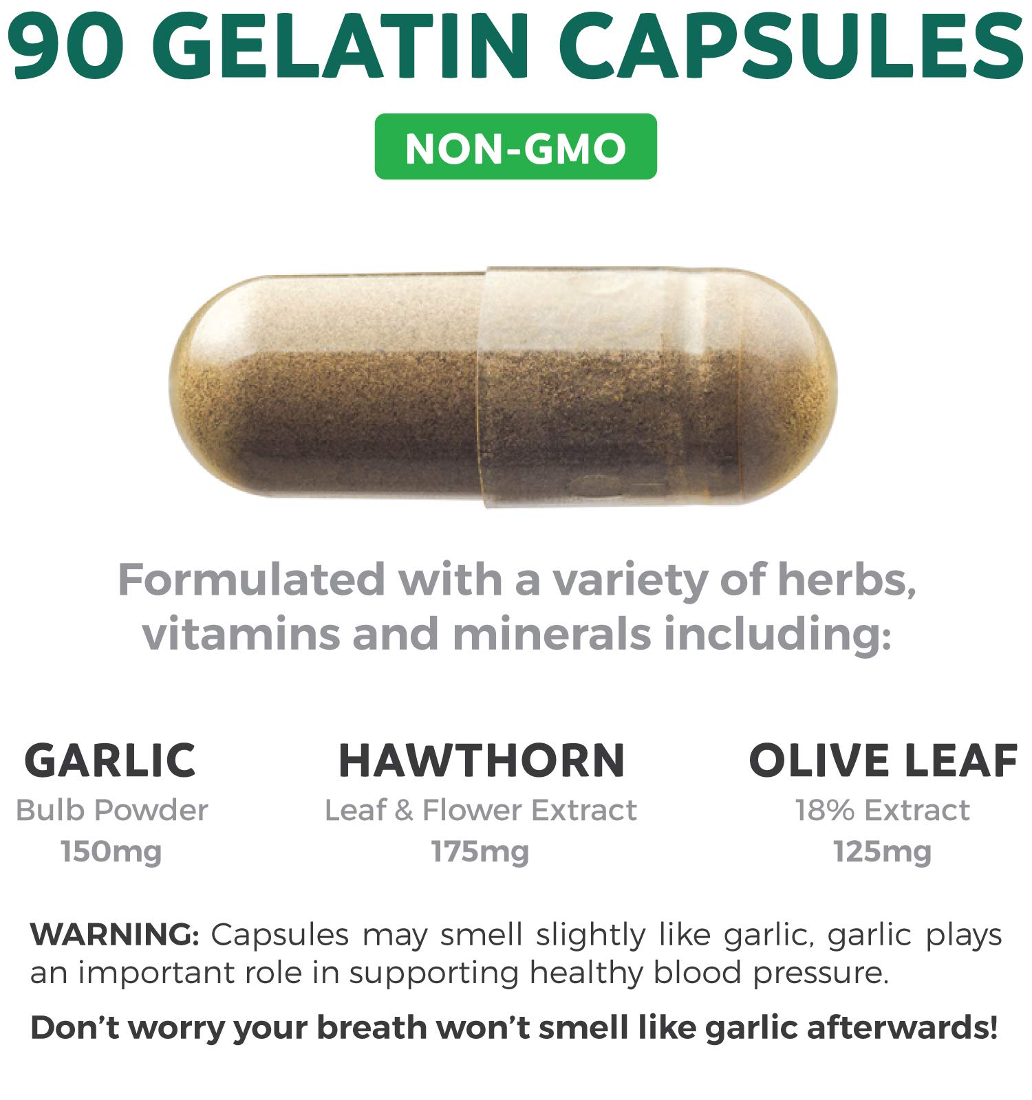 Blood Pressure Support Supplement (NonGMO) Premium Natural Herbs, Vitamins & Berries High