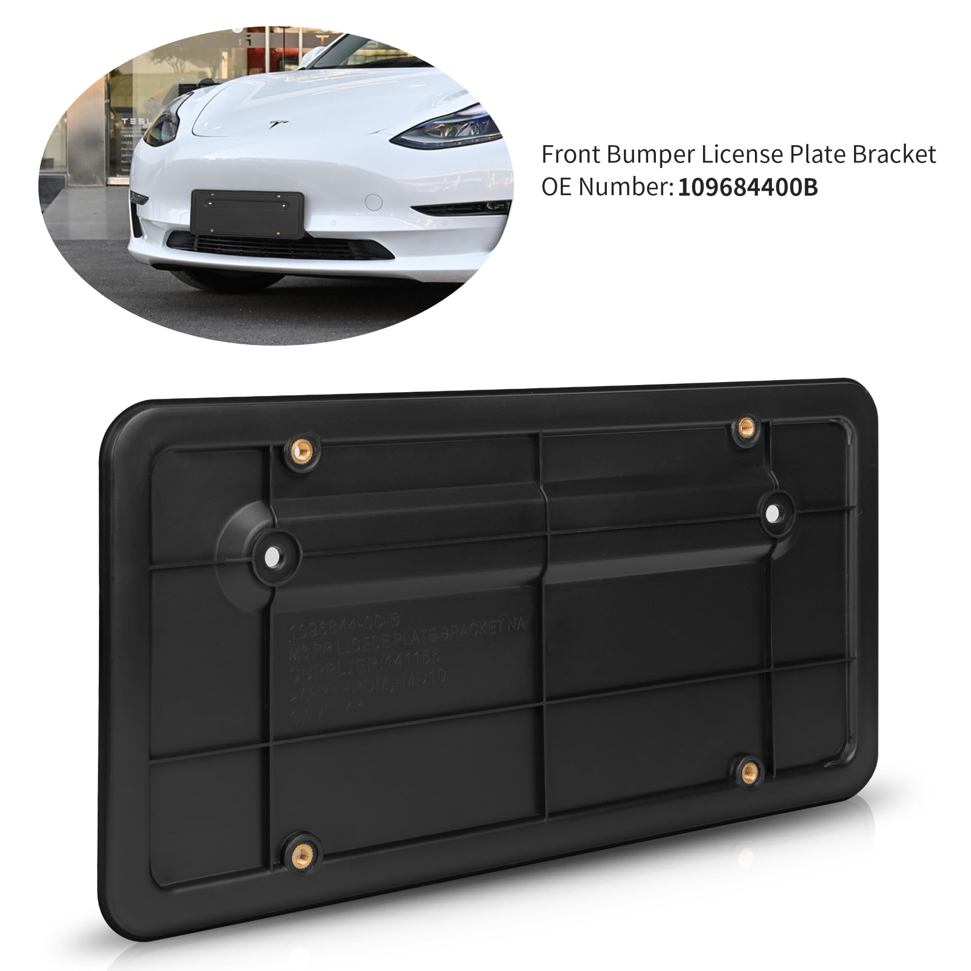 109684400B Rear License Plate Frames for 2017-2023 Tesla Model 3