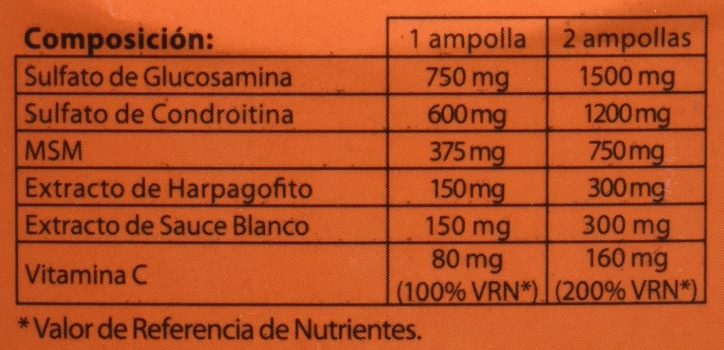 Glucosamina Condroitina MSM ampollas bebibles - Harpagofito y Sauce Blanco con Vitamina C - Apoyo articulaciones y cartílago - Fórmula movilidad y flexibilidad - 30 ampollas 15 ml - DietMed