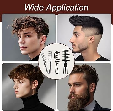3 PCS Texture Styling Comb Kit, Nowavibe Magic Combs Volumizing Wide-Tooth Hair Styling Combs for Men Texturising Comb Barber Detanglers Tool, for Bangs Hairdressing