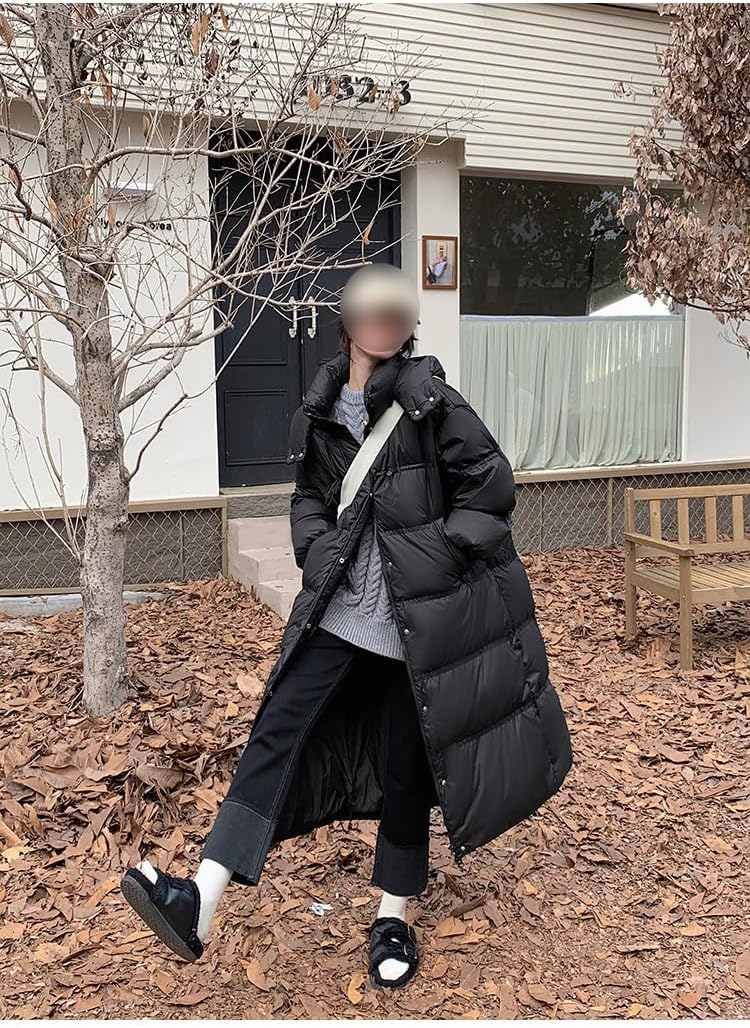Long knee length Down Jacket Thickened Loose Hooded Coat Casual Fashionable Down Jacket for Women