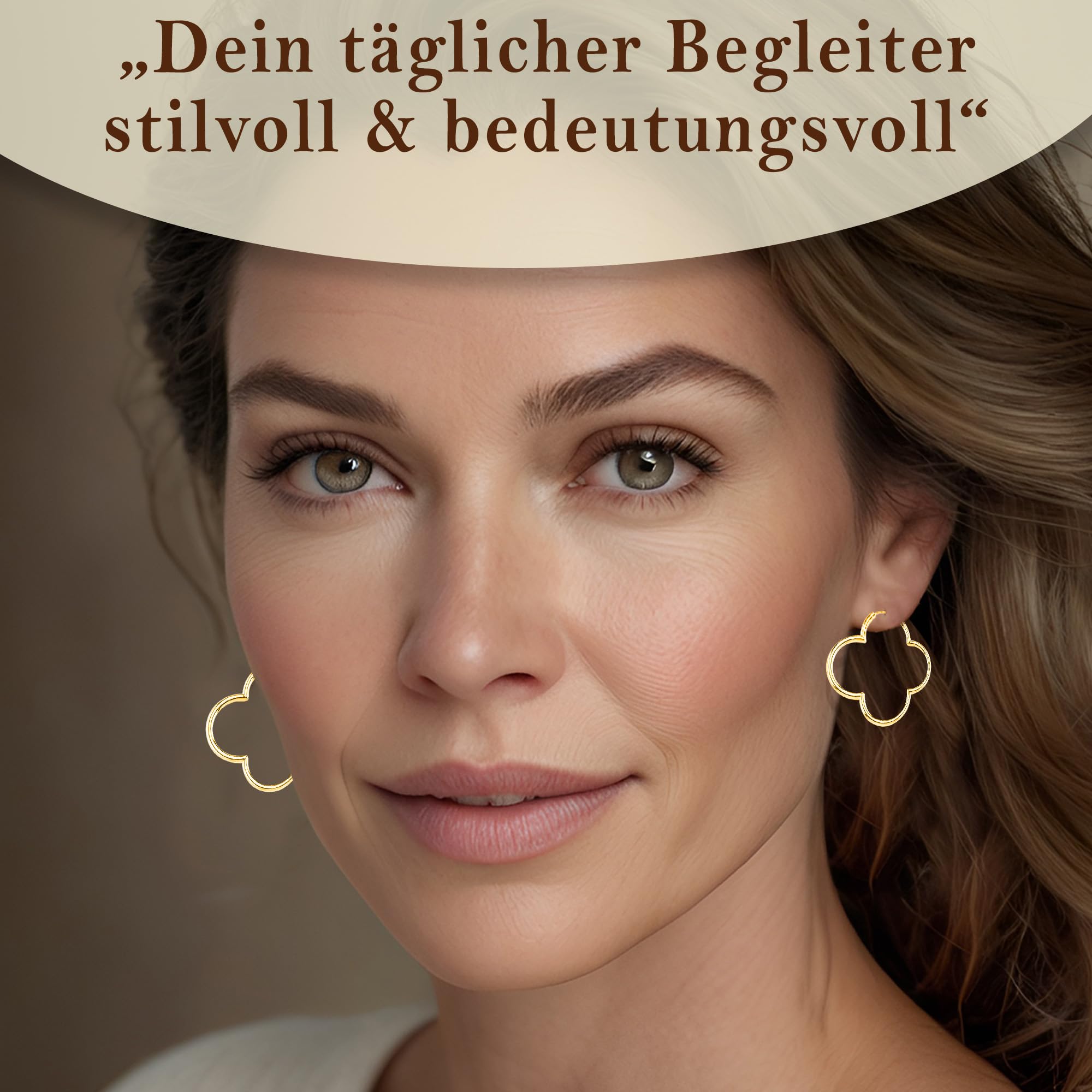 Cassini Damen Kleeblatt-Creolen Silber, 18K vergoldet oder Roségold (⌀ 25-55mm) – Hochglanzpolierte Kleeblatt-Ohrringe, große hypoallergene Creolen mit sicherem Klappverschluss, Schmuck für Frauen