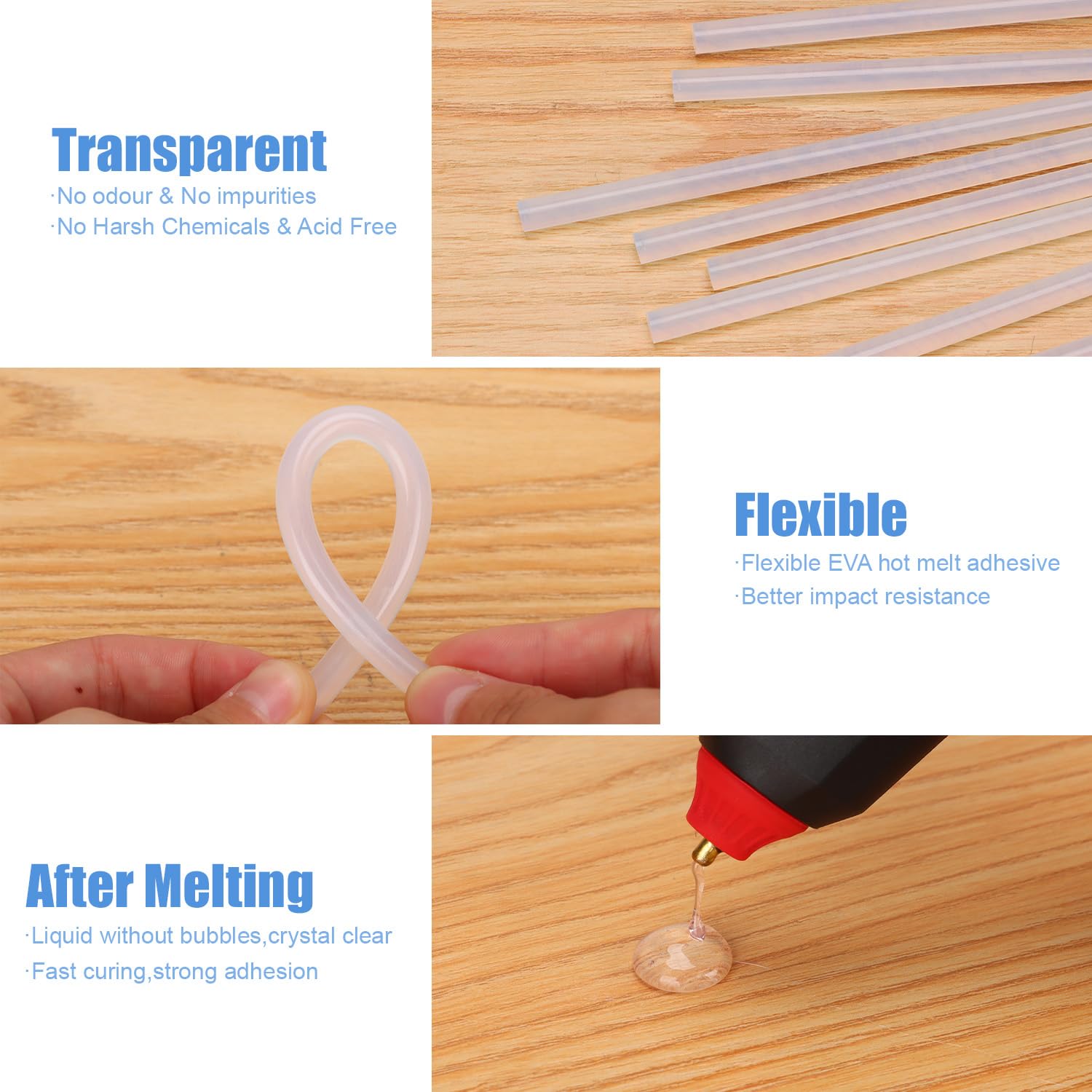 Parlora 10-Inch Extra Long Hot Melt Glue Sticks, Full Size 0.43" Diameter Crystal Clear Glue Sticks for DIY Crafts, Home Repairs & Industrial Use, All-Purpose Strong Bond (Clear 27-Stic)