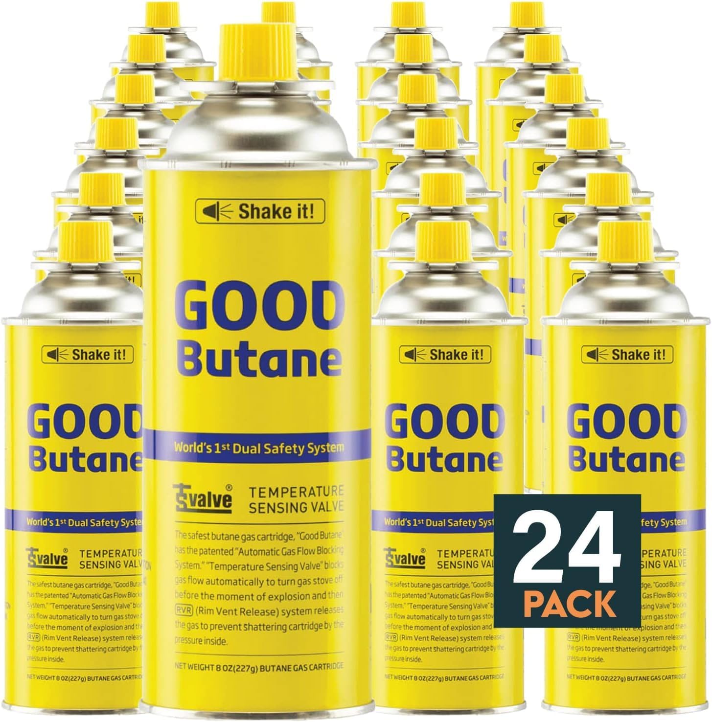 8oz Butane Fuel Canisters Cylinders with Dual Safety System (24 Pack) (24 Pack) Thumbnail
