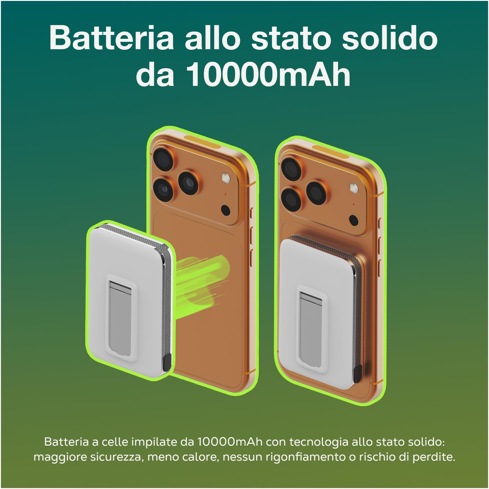 Power Bank Magnetico Qi2.2 25W Certificato – 10000mAh Power Bank Wireless Rapida – Cavo USB-C 35W Integrato – Batteria Esterna per MagSafe – Per iPhone 17/16/15/14/13 Pro/Max di WanderS – Bianco
