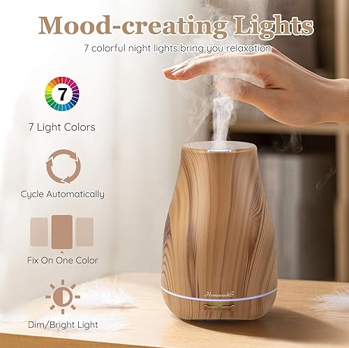 Miniatura 4 de Difusor de aceite esencial de aromaterapia para habitación humidificador de aire de 3.4 fl oz, aroma de aroma, difusores de niebla fría, luz