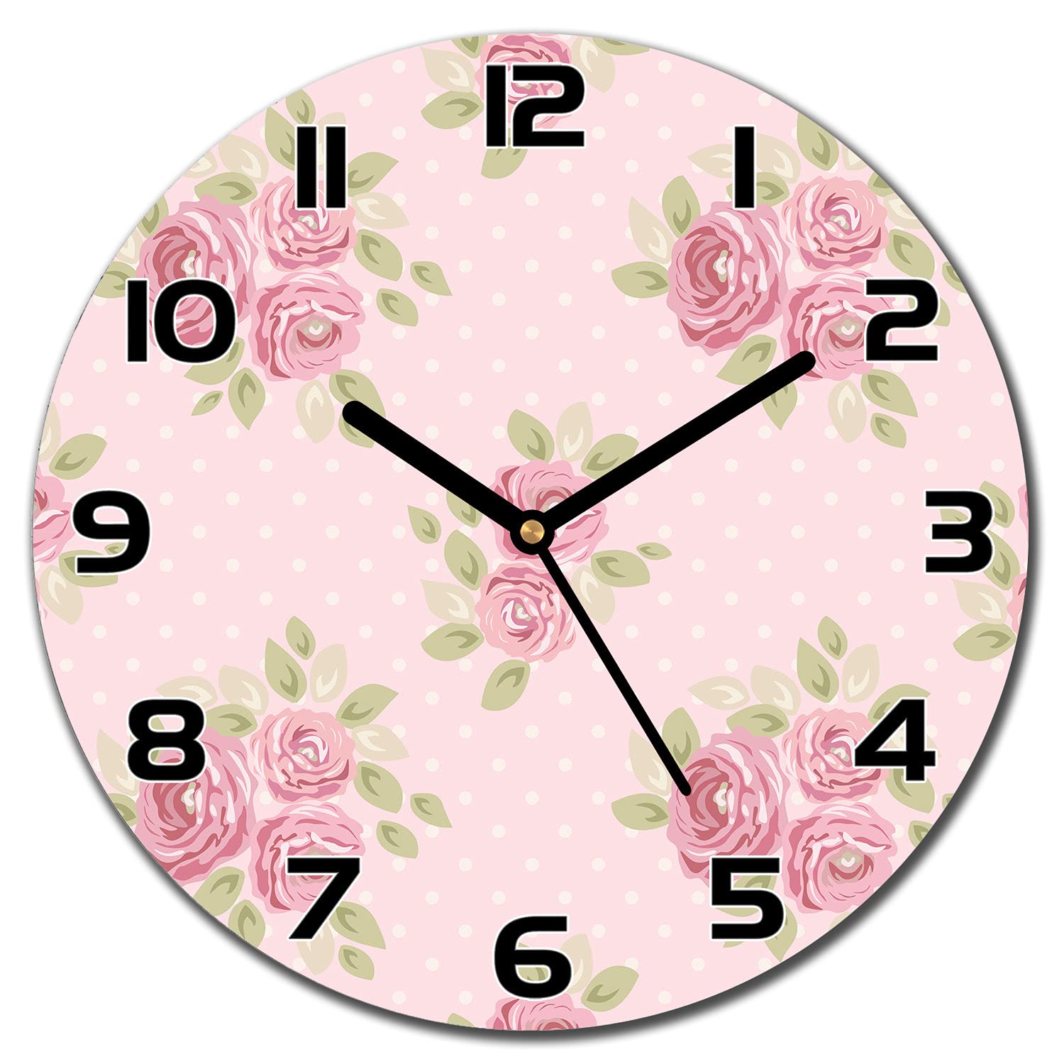 Horloge murale en verre motif roses pour un salon moderne et chaleureux