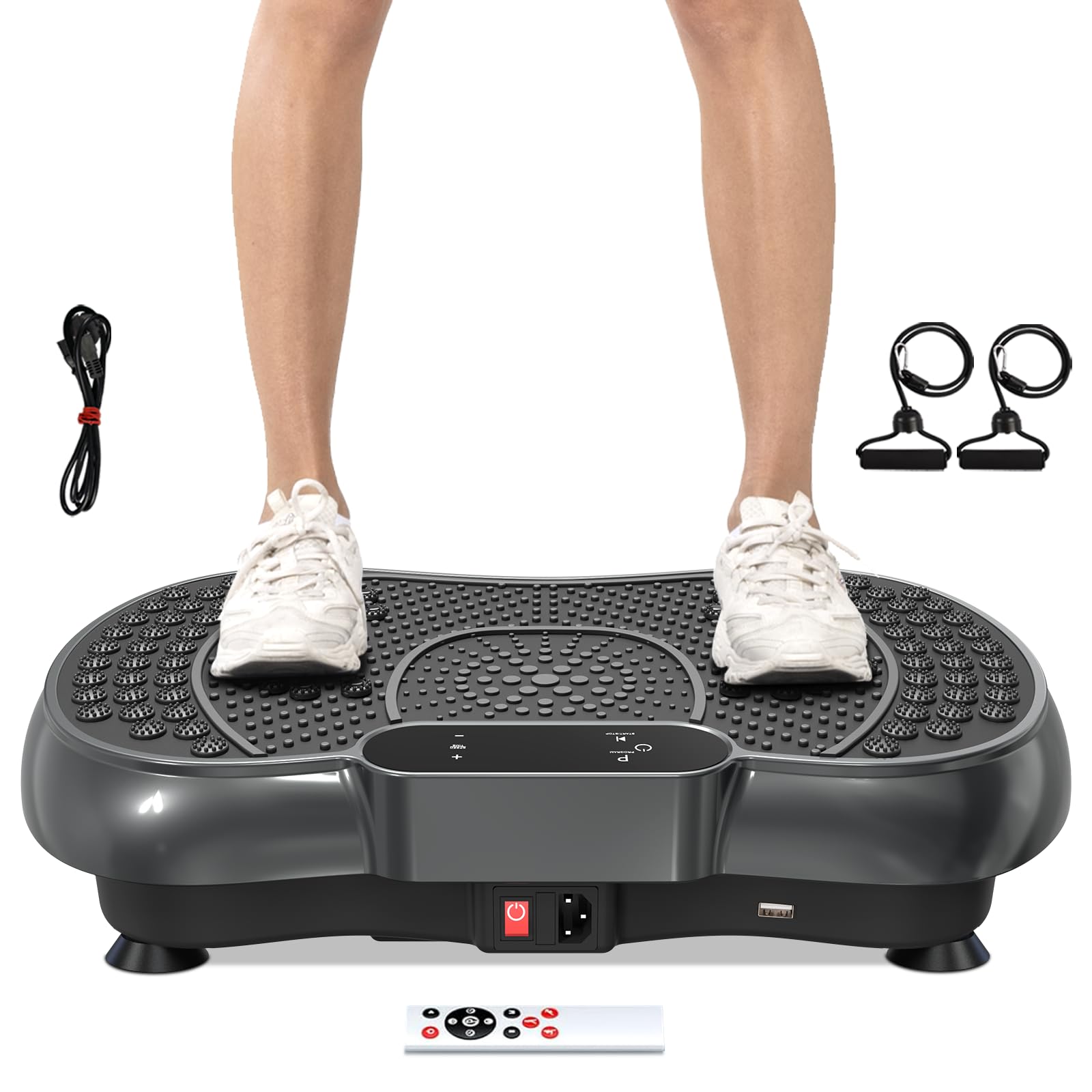 Dskeuzeew Vibrationsplatte Vibrationsgerät - Vibrationstrainer Zuhause mit 99 Intensitätsstufen + 5 Vorprogramm für Ganzkörpertraining Gewichtsabnahme Muskelaufbau