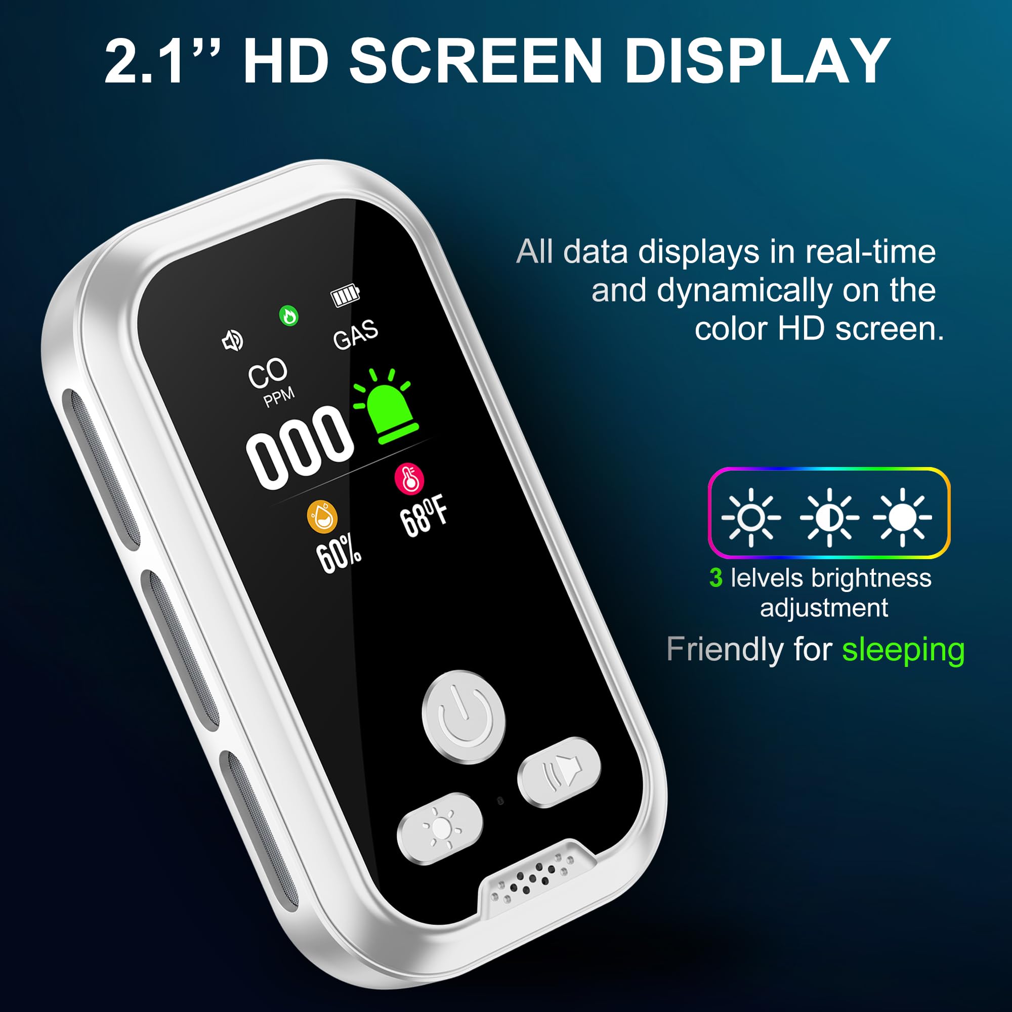 Detector de Gas y Monóxido de Carbono con Enchufe para Hogar, Alarma de CO para Casa, Alarma de Gas Combustible para Gas Natural LPG Metano Propano Butano, Blanco, HD11-CG