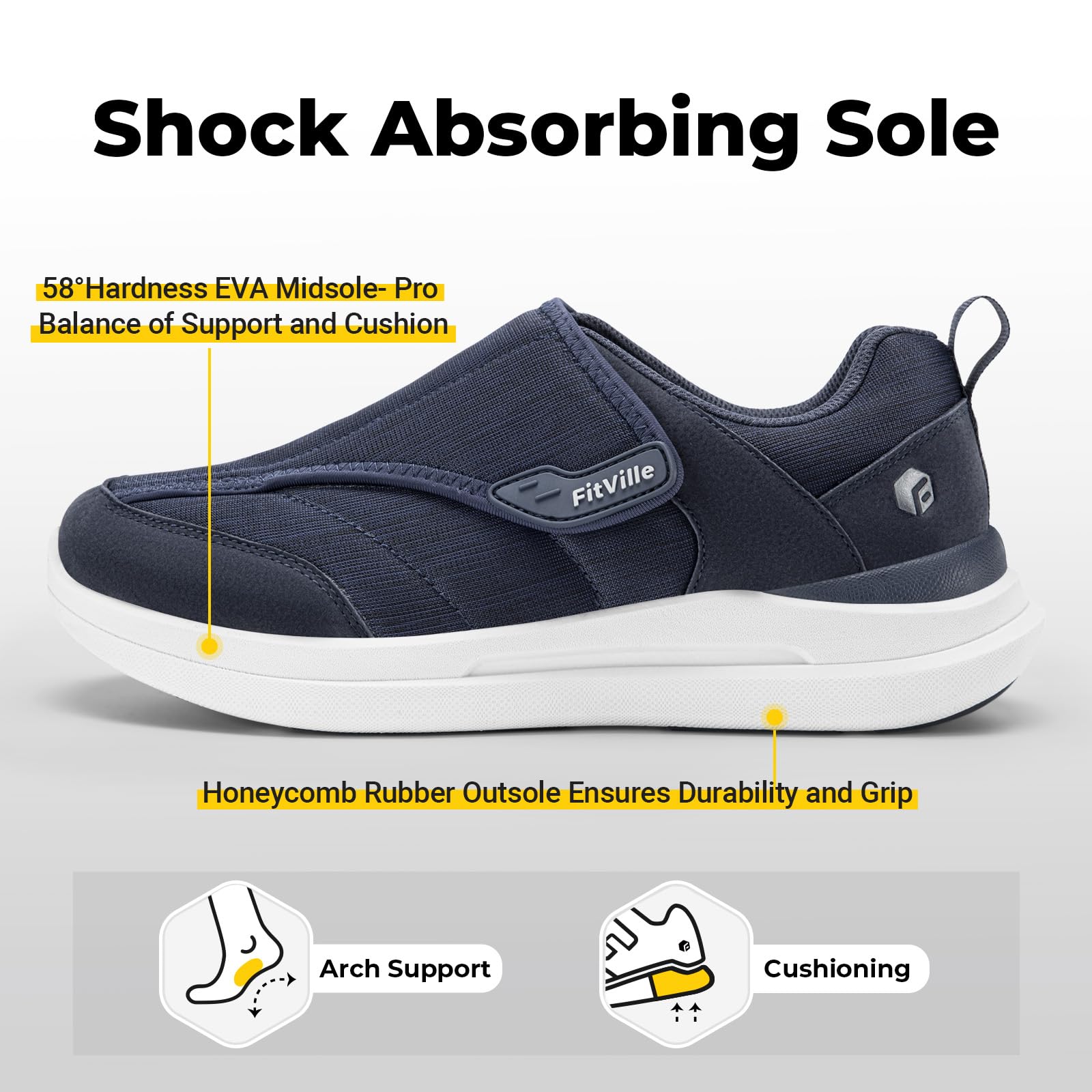 FitVille Herren Extra Breit Gesundheitsschuhe mit Klettverschluss Einstellbar Verbandschuhe für Empfindliche Füße Senioren Hausschuhe Bequeme Dämpfung Walkingschuhe