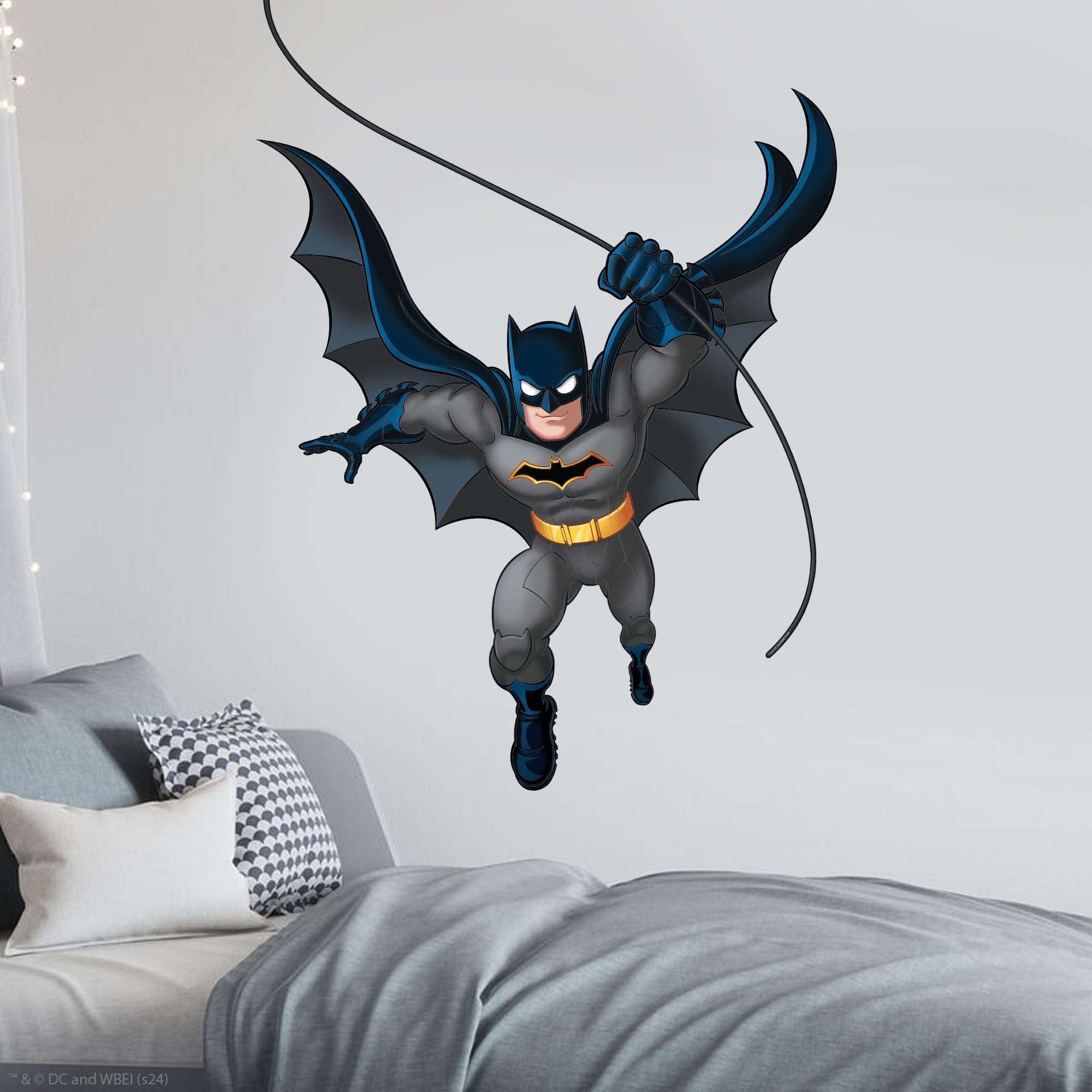 Themed Black Batman™ Wall Sticker - Batman Swinging In Wall Decal Dc Superhero Art (90Cm Height X 65Cm Width)