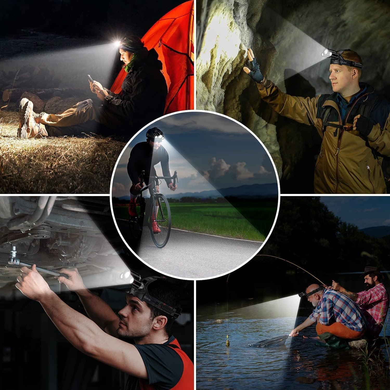 Linterna Frontal - más brillante 10000 Lumen Linterna Cabeza, USB-C recargable linterna impermeable + luz roja para camping, senderismo, pesca, al aire libre,5 Hardhat Clips Incluidos.