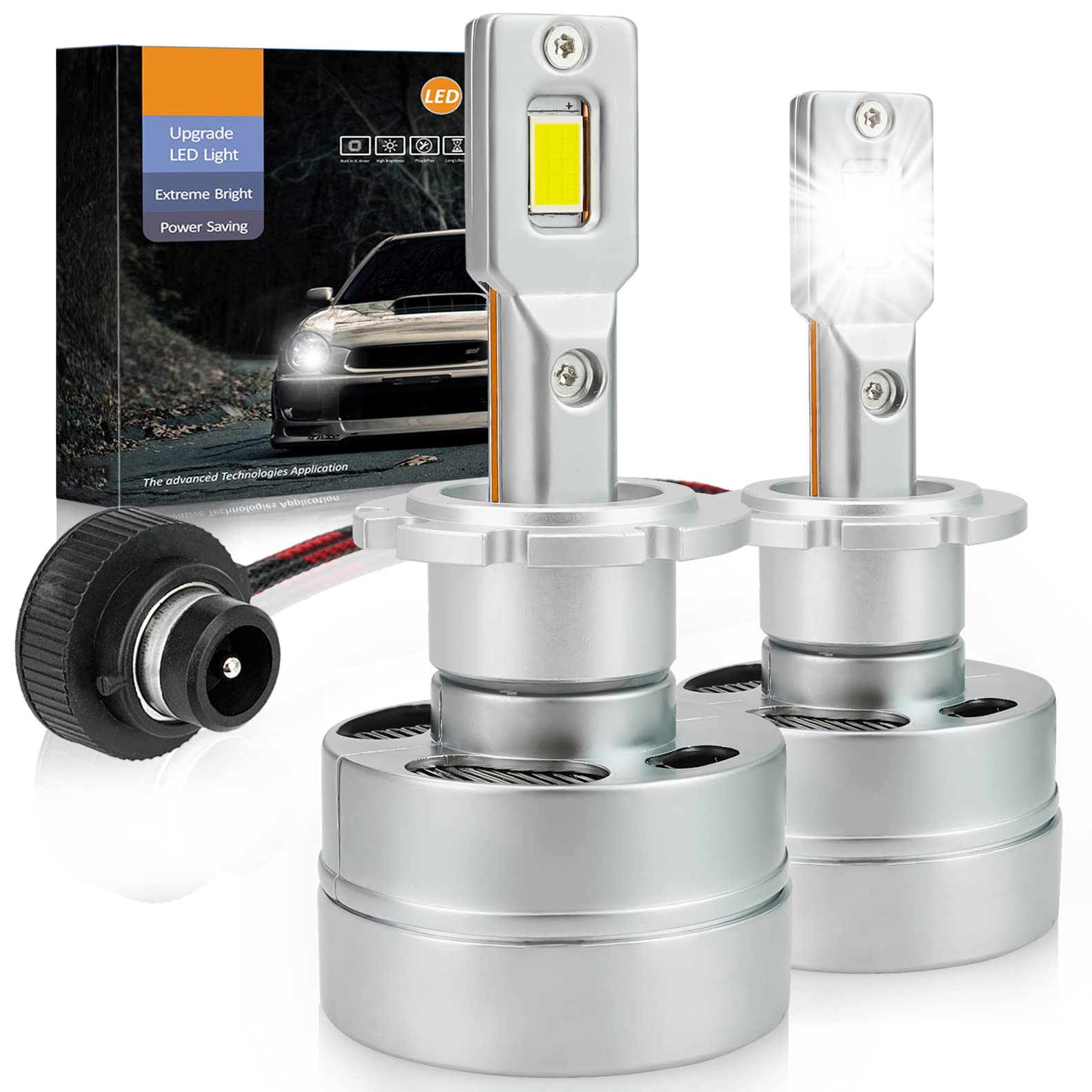 Full Led D2S D2R, Bombillas Coche Premium 80 W 12000 lúmenes, blanco 6000 K, 100% Canbus, 220% luminoso comparado con xenón original