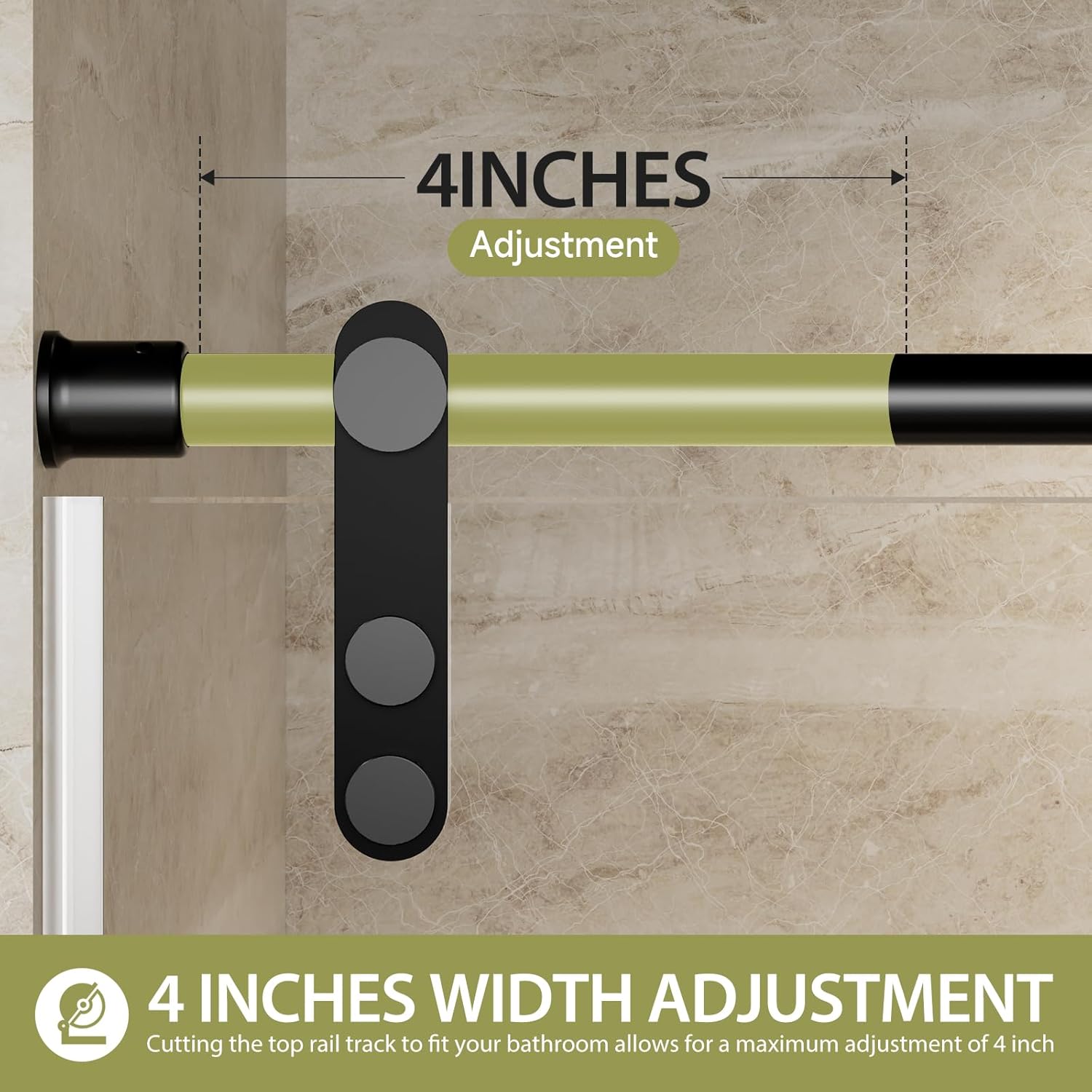 Frameless Sliding Shower Door, Barn-Style Exposed Roller, 5/16 in (8mm) Clear Tempered Safety Glass, Stainless Steel Hardware, Walk-in Shower (Matte Black, 48" W x 76" H)