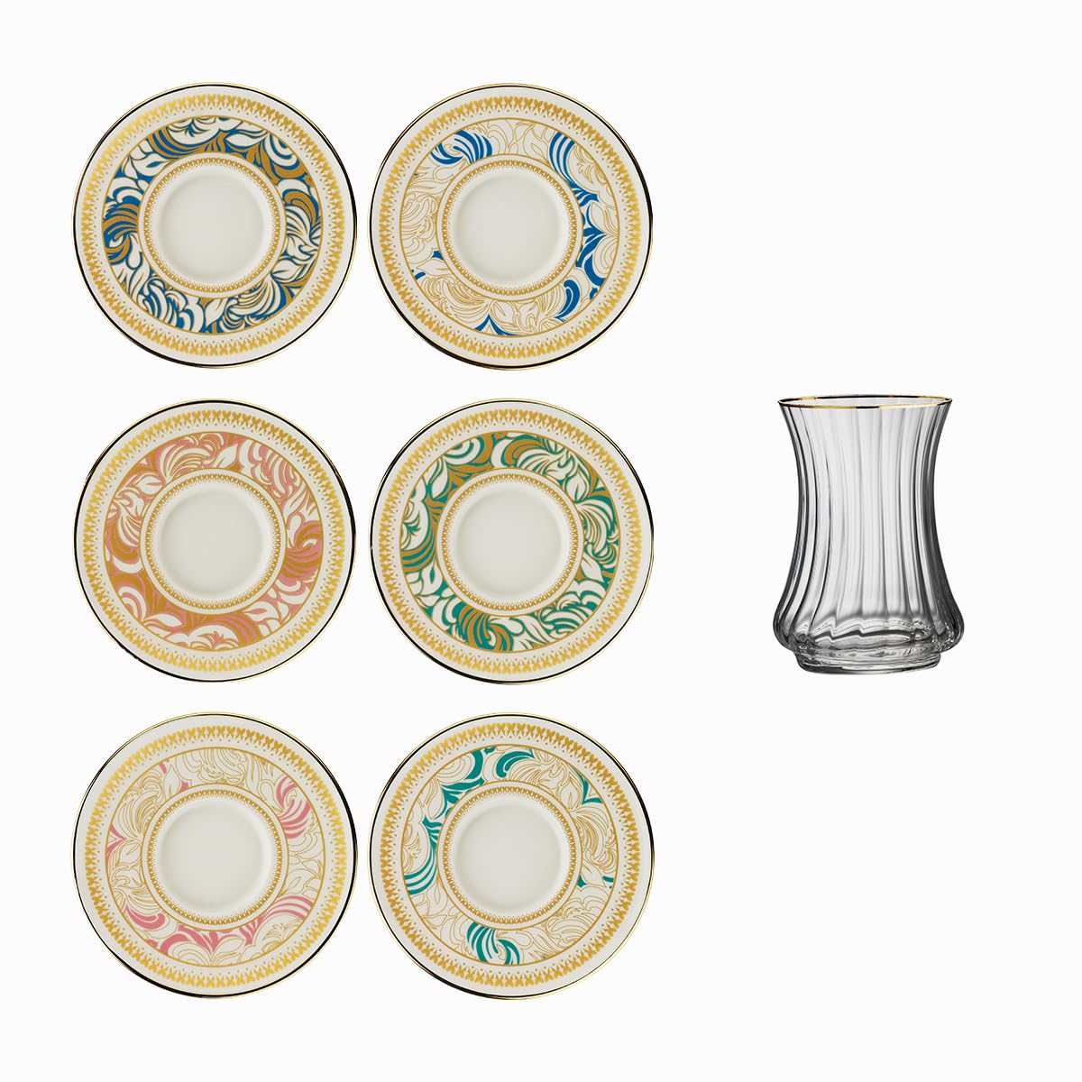 Sandro Moreno 1453 Şal Optik 12 Parça Altı Kişilik Çay Seti 110 ml