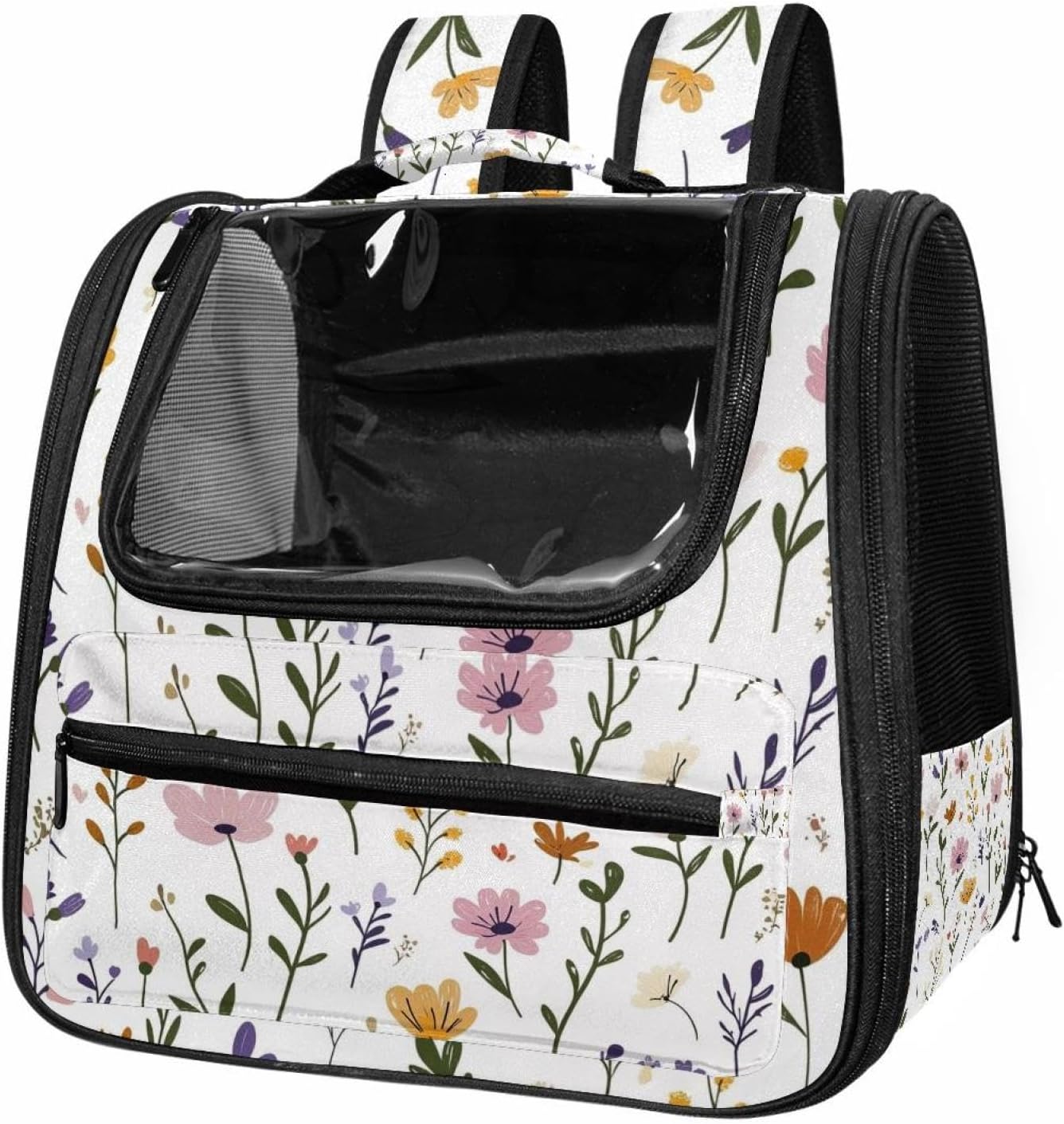_Cute Flowers (3) Pet Carrier Airline Approved Soft Sided Portable Cozy Travel Pet Bag, Car Seat Safe Carrier for Cats and Dogs