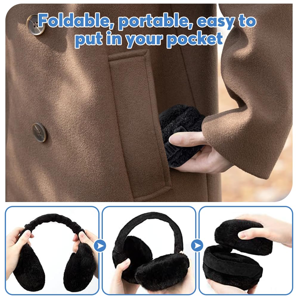 Orejeras, orejeras frio, Plegable Tamaño Ajustable orejeras, Suave y confortable Earmuff de invierno resistentes al viento y cálidas, Earmuff Hombres Mujeres, para Deportes Exterior