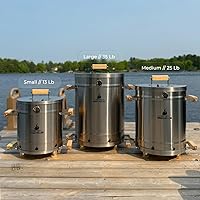 Vista 6 de Combo de parrilla para ahumar barril, barril 100% de acero inoxidable, 95% menos de humo, calor uniforme, fácil de usar y limpiar, ahumador vertical