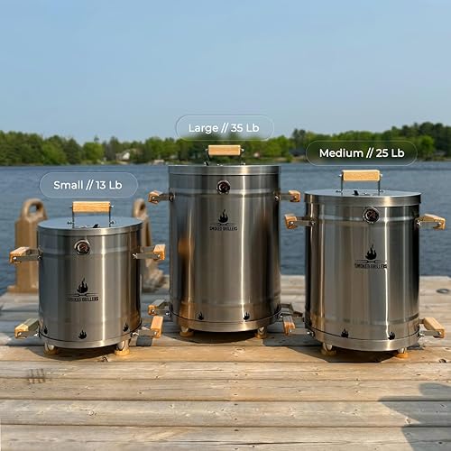 Miniatura 6 de Combo de parrilla para ahumador de barril, barril 100% de acero inoxidable 304, 95% menos de humo, calor uniforme, fácil de usar y limpiar, ahumador