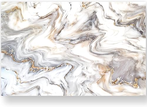 AnyDesign - Juego de 50 manteles individuales de papel de mármol gris y dorado, moderno, abstracto, desechables, rectangulares, decorativos, para el