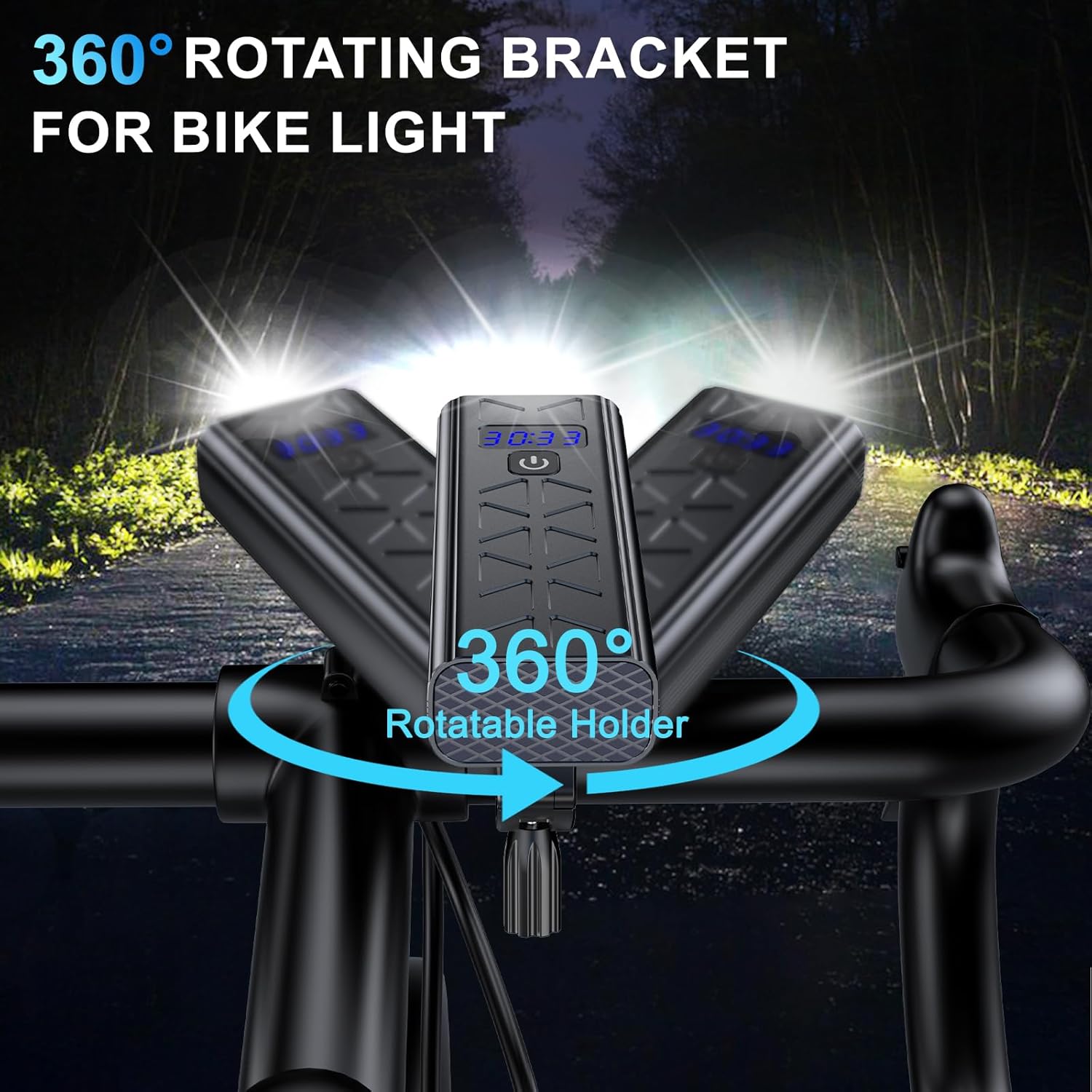 3600 Lumens Bike Light Set, USB-C Rechargeable Bike Lights, Front Headlight with 5＋4 Light Modes, IPX6 Waterproof Bicycle Headlight, for Commuters Adults and Children