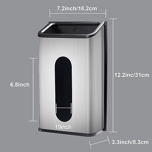 Miniatura 6 de Soporte para bolsa de plástico,Dispensador de bolsas de comestibles de montaje en pared,Organizador de bolsas de plástico antihuellas con acabado de