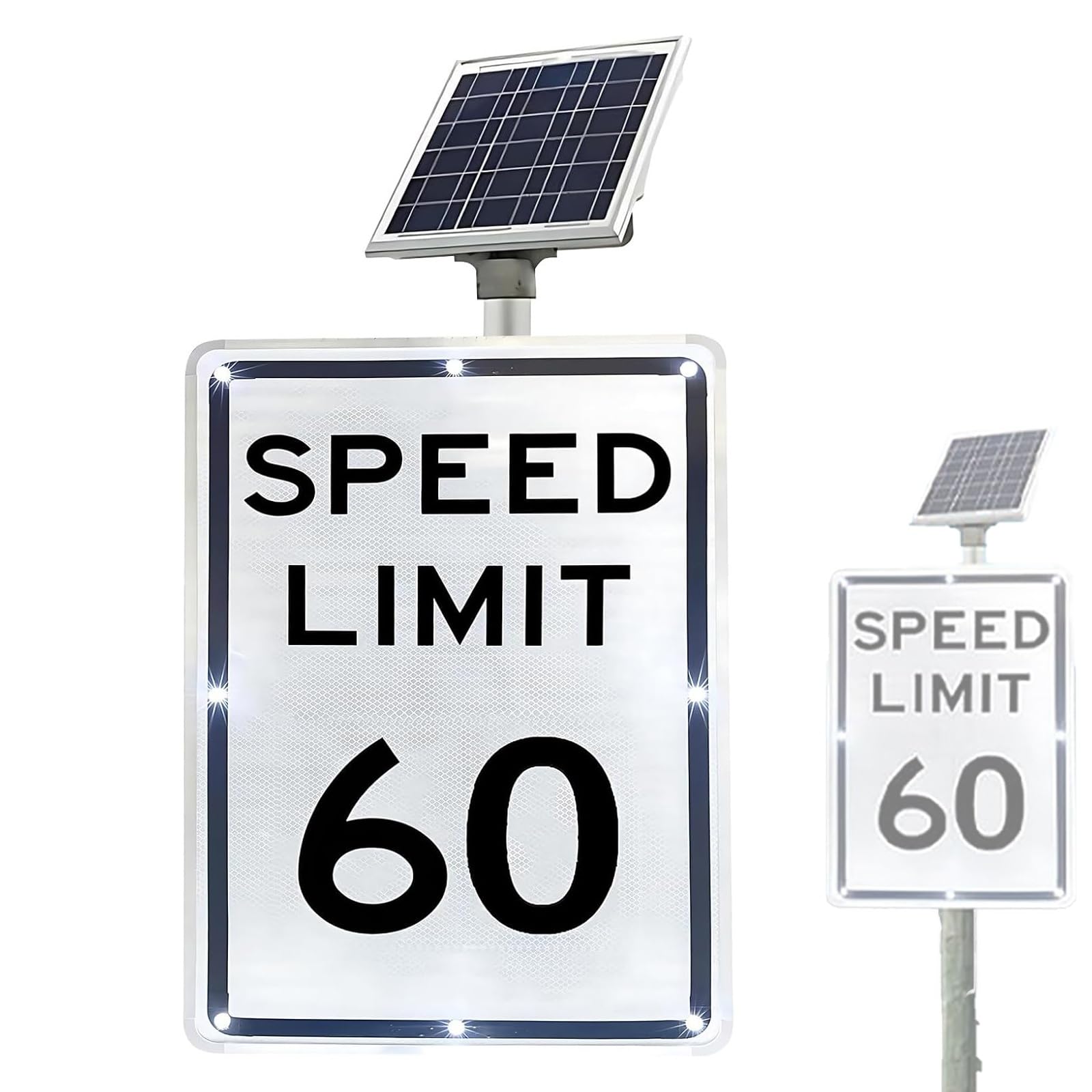 Señal de límite de velocidad LED con energía solar, luz de advertencia de tráfico de alto brillo, pantalla LED intermitente, accesorios completos para uso en carretera al aire libre