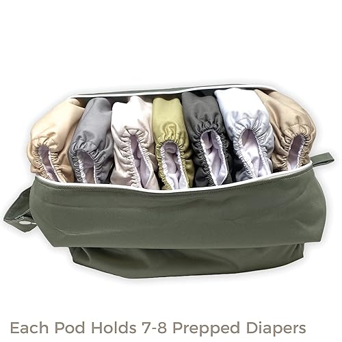 Miniatura 3 de Nora's Nursery Bolsa reutilizable para pañales de tela, cápsula lavable con gran apertura de cremallera, paquete de 2 cápsulas de pañales