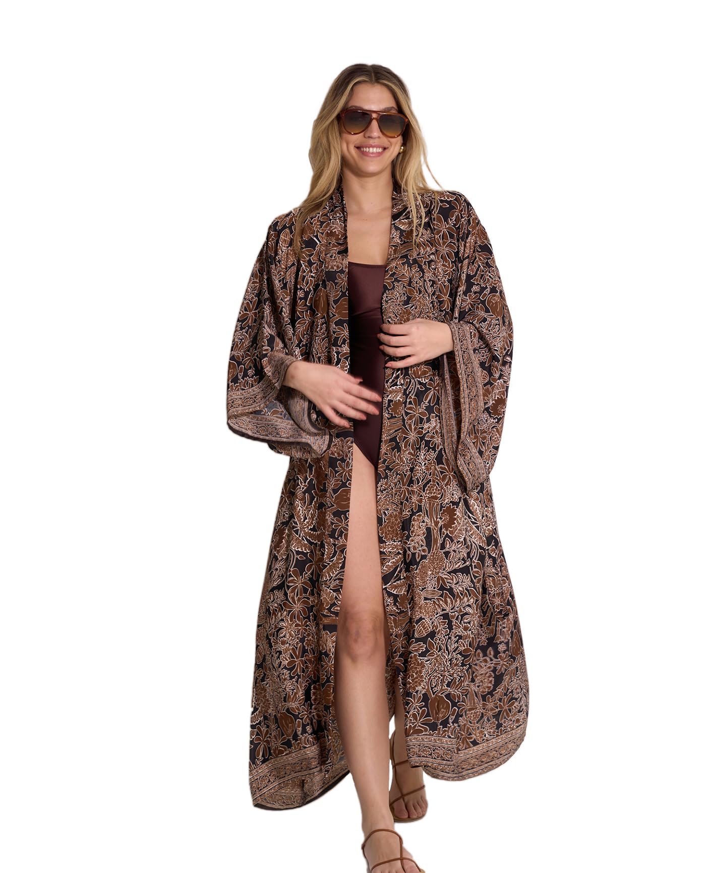 Gottex Damen Satin Shore Long Printed Robe Cover-up Badebekleidung, Multi, One Size