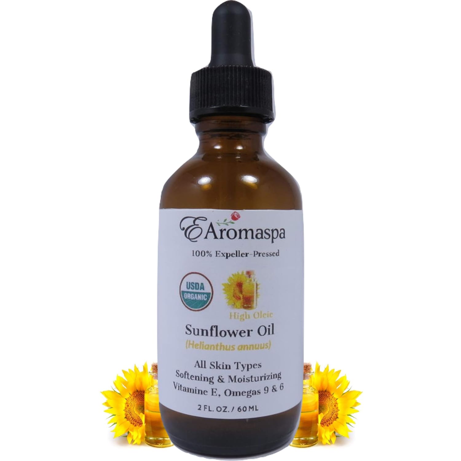 EAromaspa USDA Organic Sunflower Seed Refined Oil, High