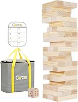 Vista 8 de GOROCK Juegos de Torre Gigante de Volterío, 60 piezas de bloques de madera hasta 5 pies de altura con tablero de puntuación de dados y bolsa