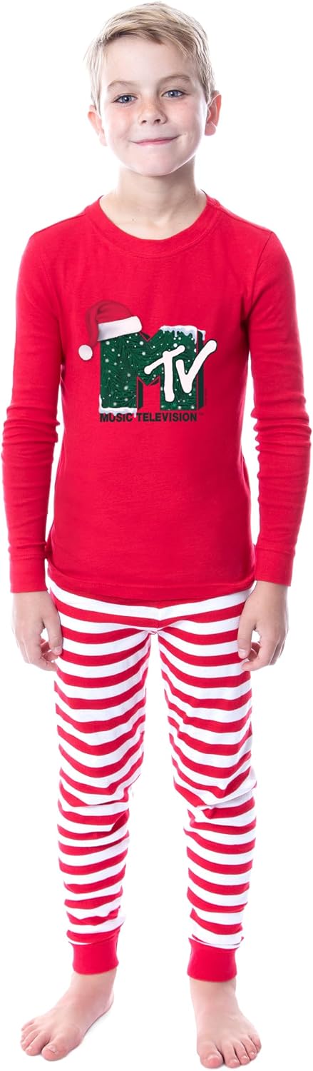 INTIMO MTV Christmas Music Television Logo Tight Fit Family Pajama Set